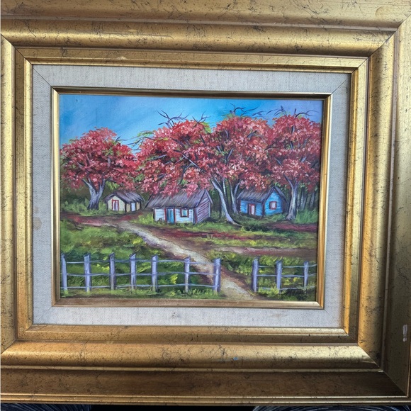 Other - Charming Landscape Painting with Gold Frame